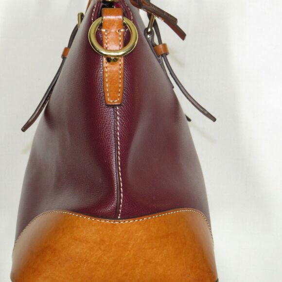 Dooney & Bourke Two Tone Leather Large Satchel Bag Purse - Picture 2 of 14